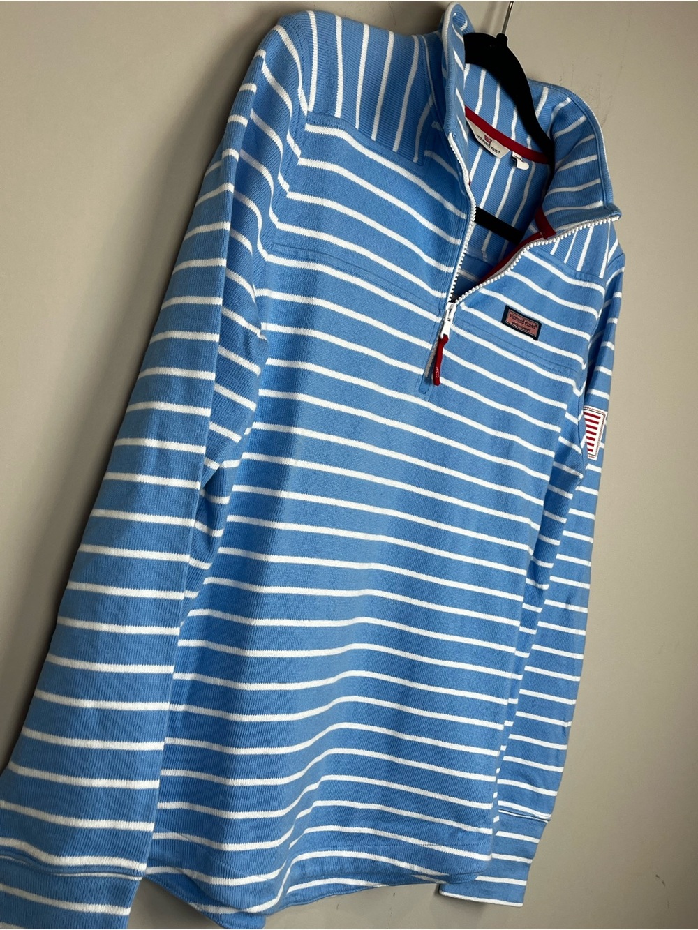 Vineyard Vines American Flag Blue White Striped Quarter Zip Women's Size Medium - Picture 3 of 11